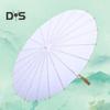 2Pcs White Paper Umbrella Chinese Style DIY Crafts Decorative Oil-paper Painting Umbrella Wooden Handle Oriental Parasol Party Favors