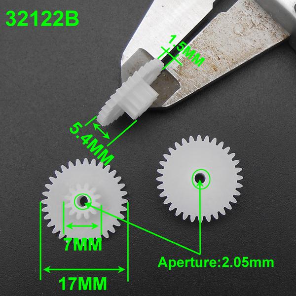 200PC 0.5 Modulus 0.5M Double Gear Reduction Bilayer Gears 32 Teeth 12 Teeth Aperture 2MM 2.05mm 2B Loose Fitting 32T 12T 32122B