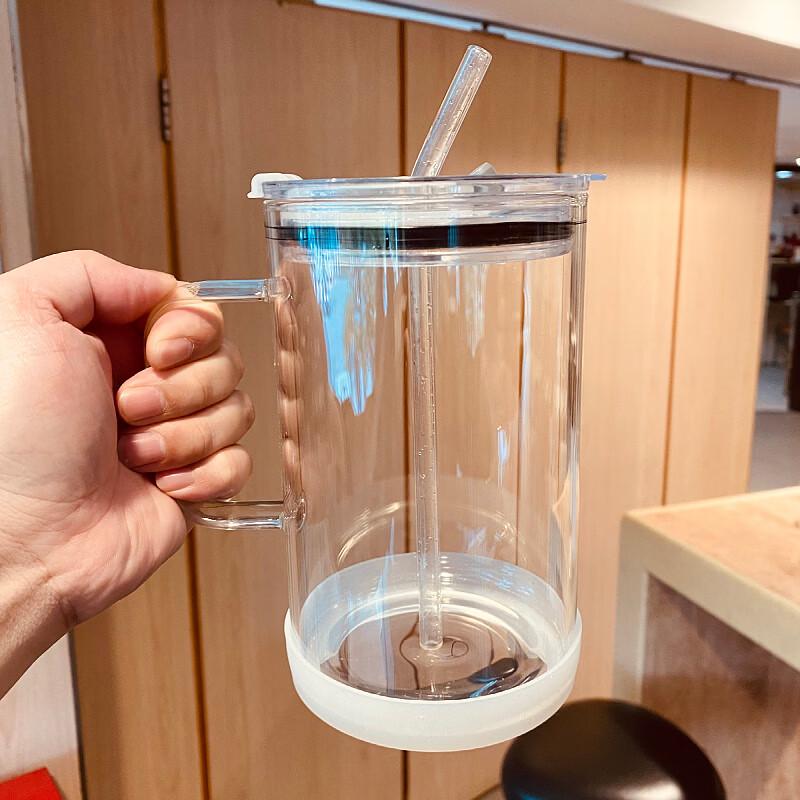 ZISIZ Large Capacity Glass Straw Cup