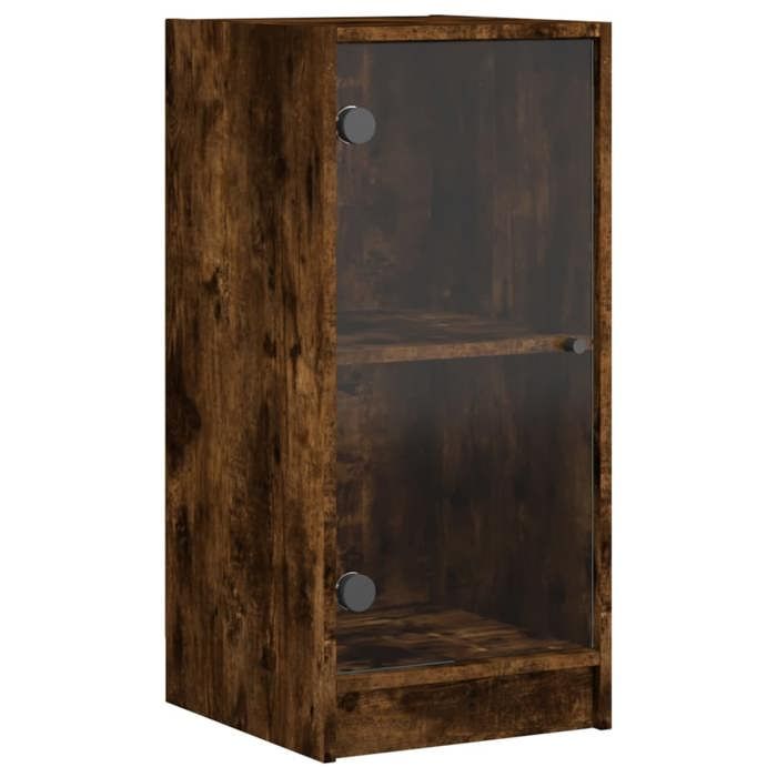 VidaXL Armoire latérale avec portes en verre chêne fumé 35x37x75,5 cm 836403