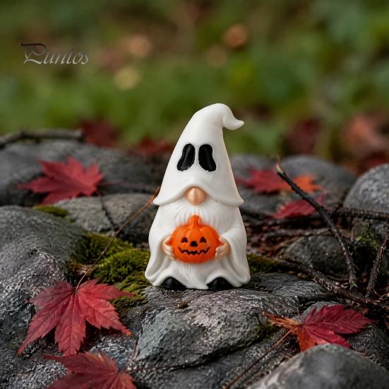Window Display Figures Halloween Ghost Gnome Figurine, Creative Pumpkin Desk Ornament, 3D Printed Outdoor Yard Spooky Accents Mini Statue for
