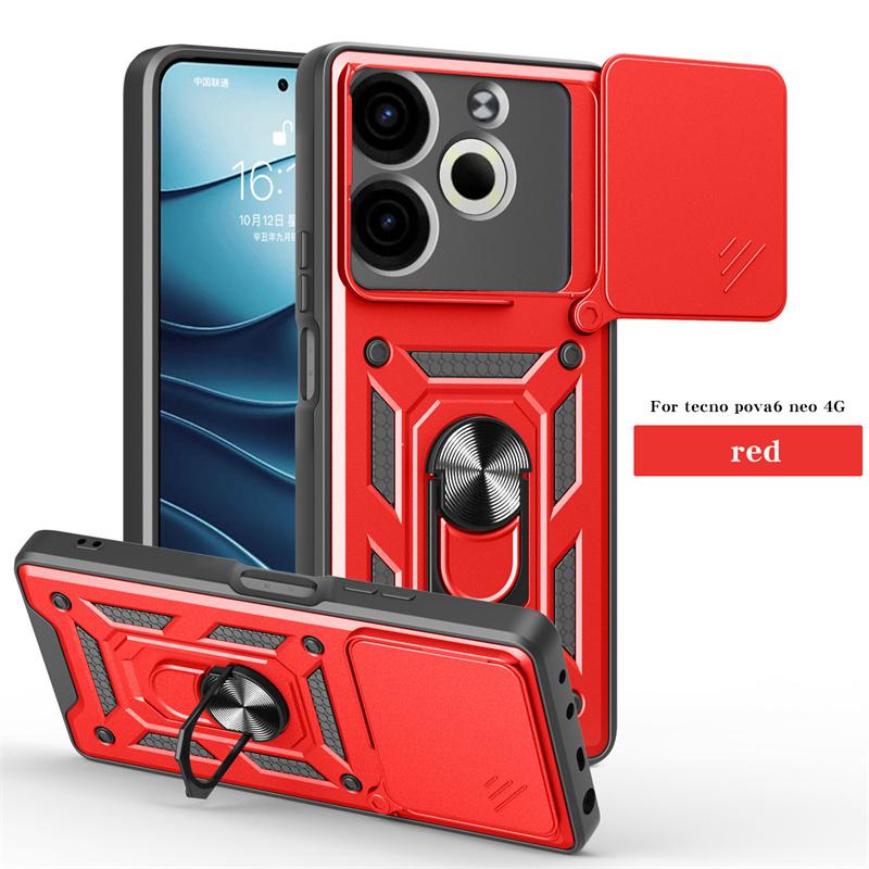 

Бронированный металлический чехол-подставка Funda для Tecno Pova 6 Neo, противоударный защитный чехол для телефона с раздвижной линзой для Pova6 Neo Pova6Neo Coque For Pova 6 Neo