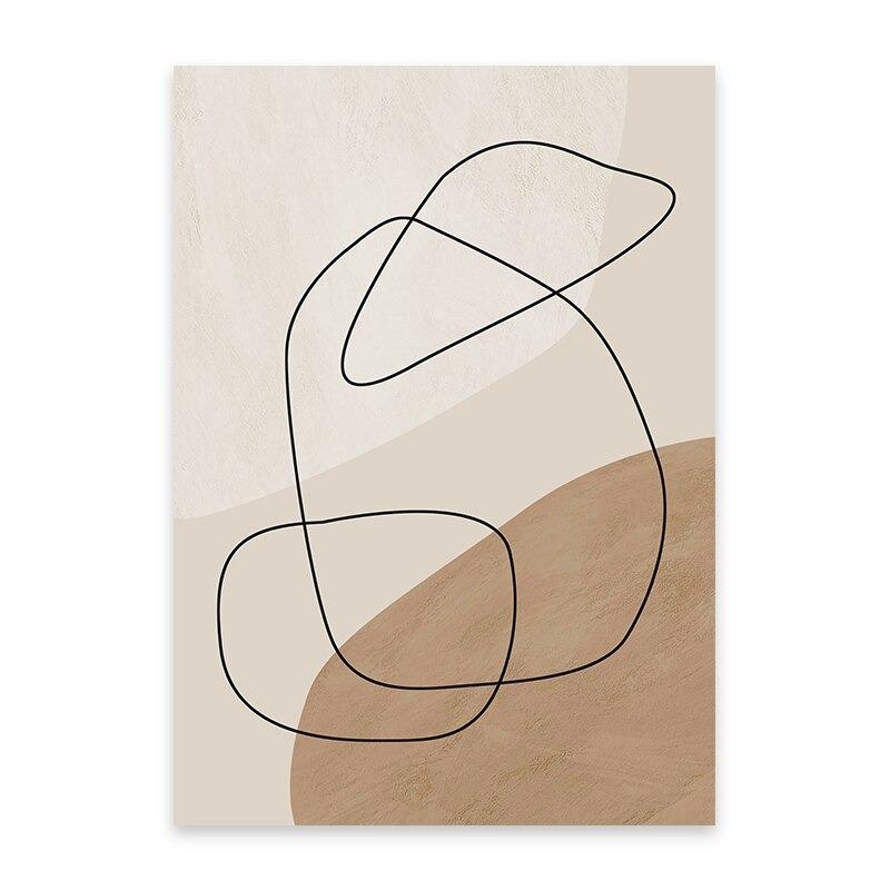 Abstraktes Boho Beige Rouge Geometrisches Wandkunst Poster Minimalistische Leinwandbilder für Wohnzimmer Heimdekoration
