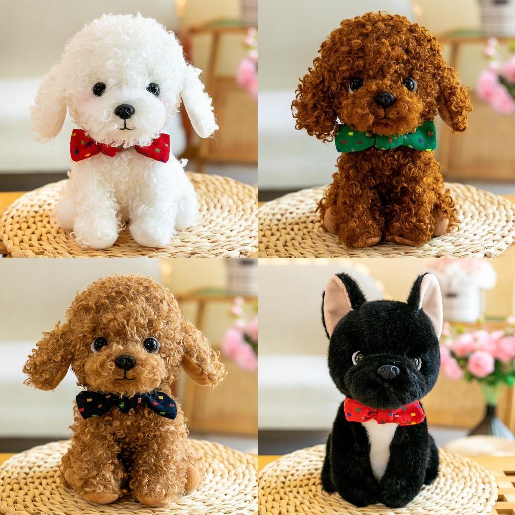 Plush Shiba Inu Toy With Green Bow Soft Stuffed Animal For Children Companion