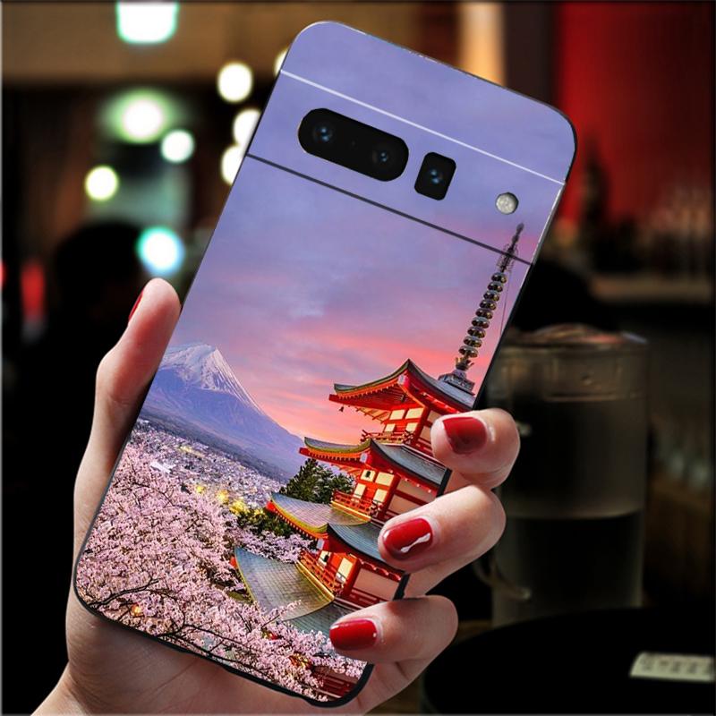 Phone Case For Google Pixel 10 Pro 9 Pro XL 9A 8 7 6 Pro Pixel 8A 7A 6A Pixel 8 7 6 5 Japan Sceneary Cherry Flower Mountain