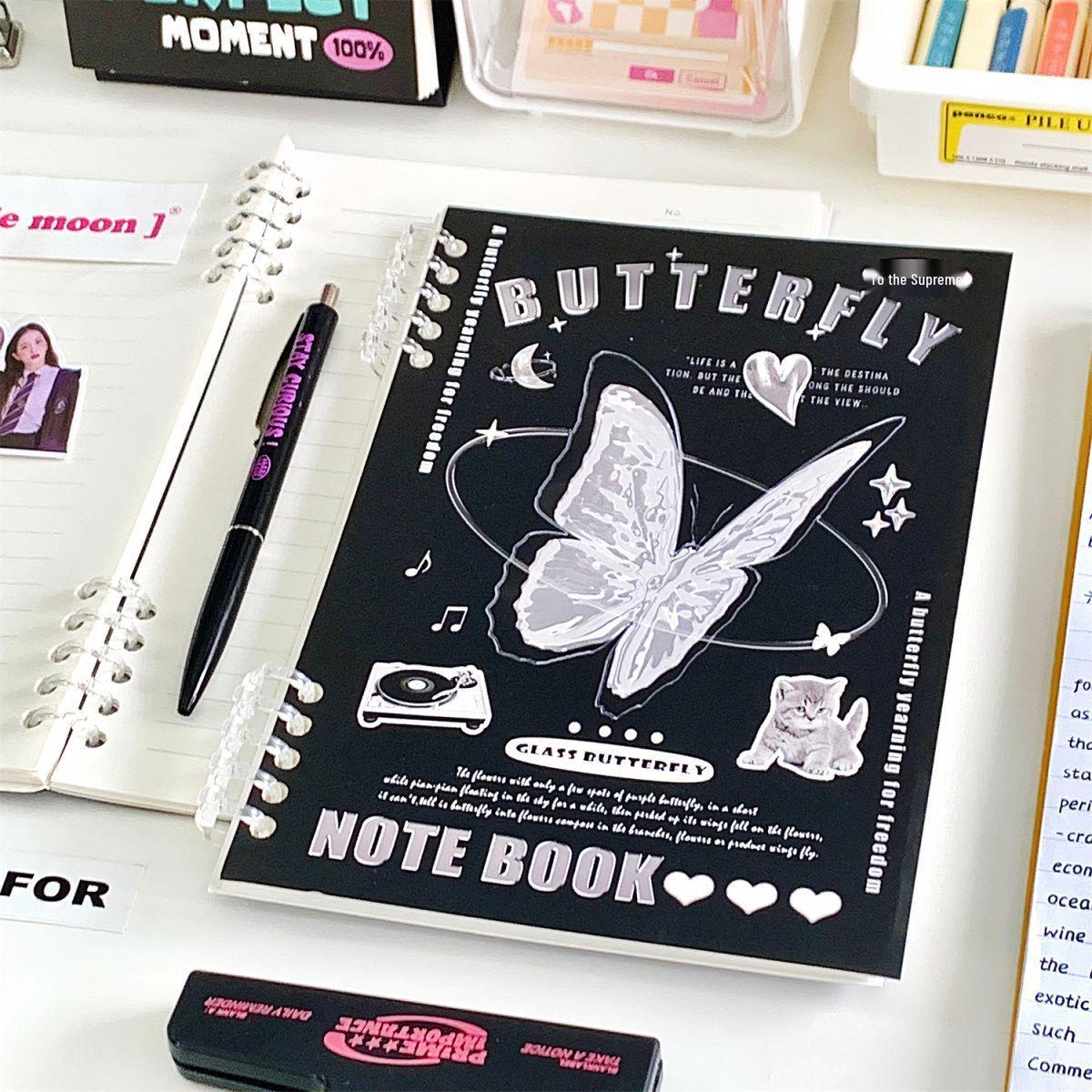 

American Style Butterfly Loose-Leaf Notebook - Durable, High-Value Lined Diary for Students