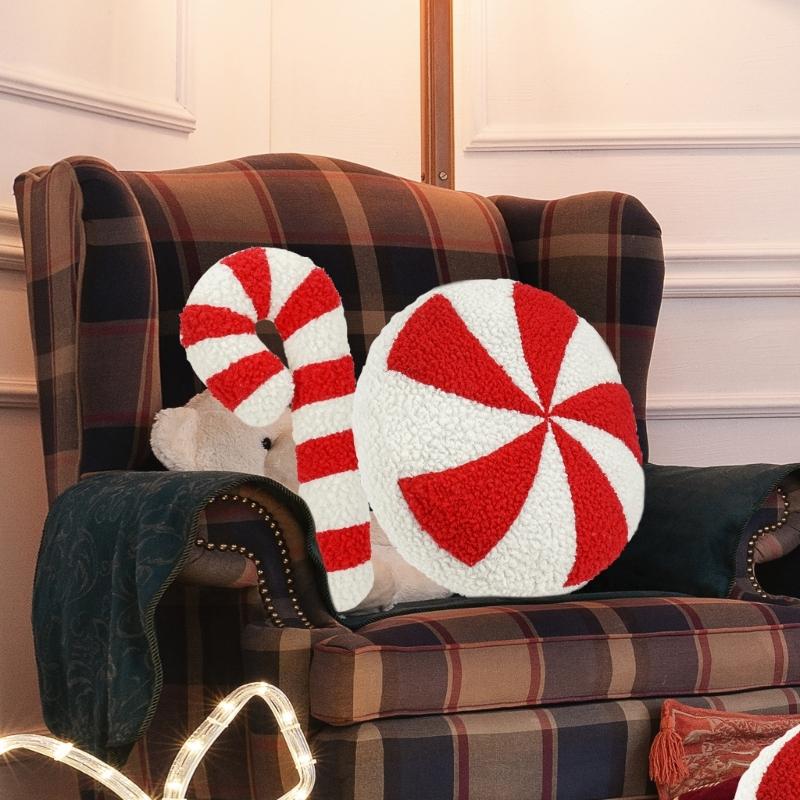 Creative Cushion Christmas Candy Shape Plushie Pillow for Comfort for Home Furnishing Creative Christmas Decoration