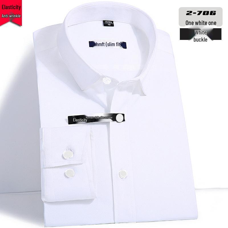 Herren Slim Fit Langarm Businesshemd mit Tasche - Unifarben für Frühling und Herbst