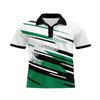 Made of Polyester Men's Summer Fashion Polo Shirt Fabric with Casual Geometric Stripe Pattern Short Sleeves