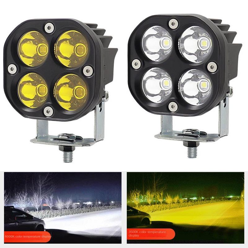 Hot Sale 40W Car Motorcycle Work Light Aluminum Alloy Black Modified 4 Inch Four-Leaf Clover Spotlight Off-Road Vehicles 12V New