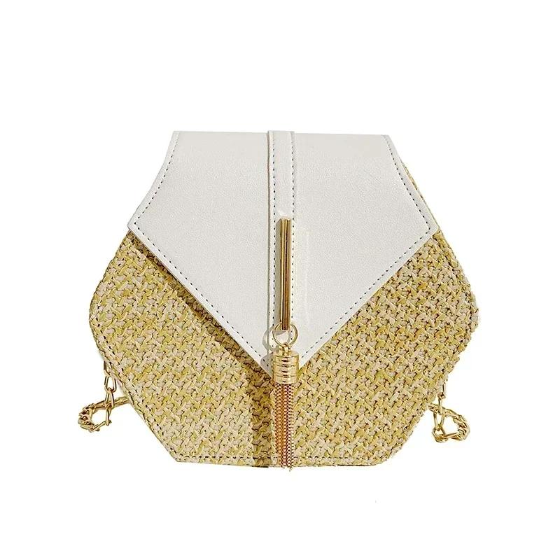 Women's straw bag with chain all-in-one bag popular new and elegant personality spring and summer