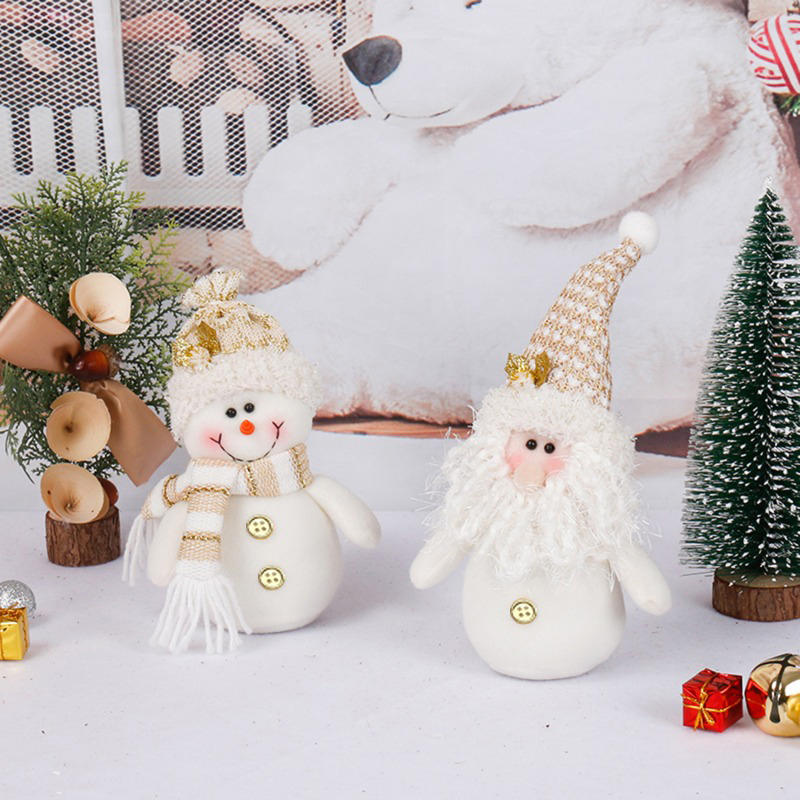 Christmas Decoration Supplies Window Decoration Ornaments Sitting Posture White Plush Toy Old Man Snowman Doll
