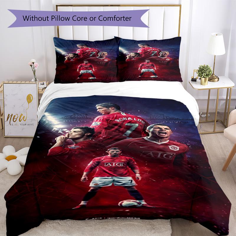 Cristiano Ronaldo Bedding Set Breathable Duvet Cover with Pillowcases Decorative Bed Linen for Bedroom Home Decoration Birthday Gift