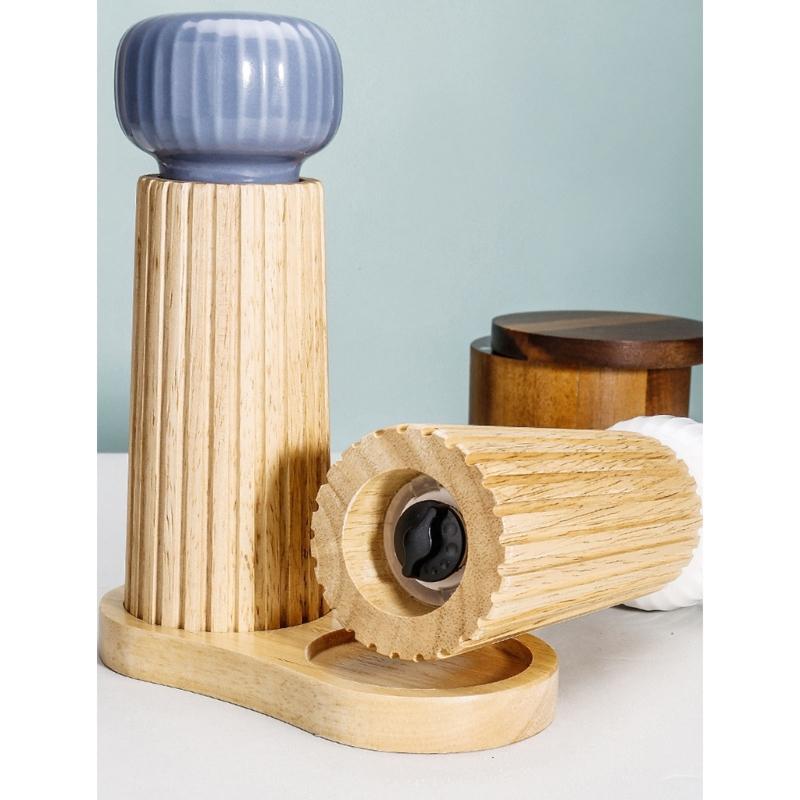 Macinapepe Macina Sale in Legno con Meccanismi Ceramici per Cucina, Conservazione Spezie e Macinatura Condimenti, Bottiglia