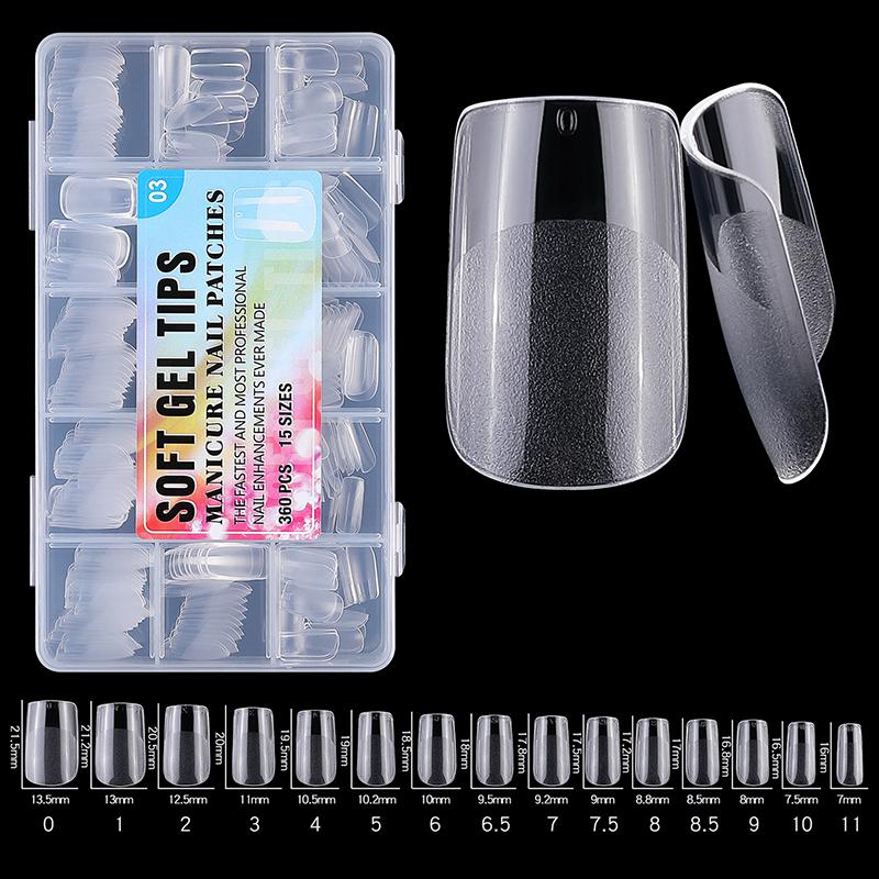 

360Pcs/Box Fake Nails Transparent Frosted French Almond Acrylic Water Drop False Nail Tips For Extension Tip Manicure Tool 3