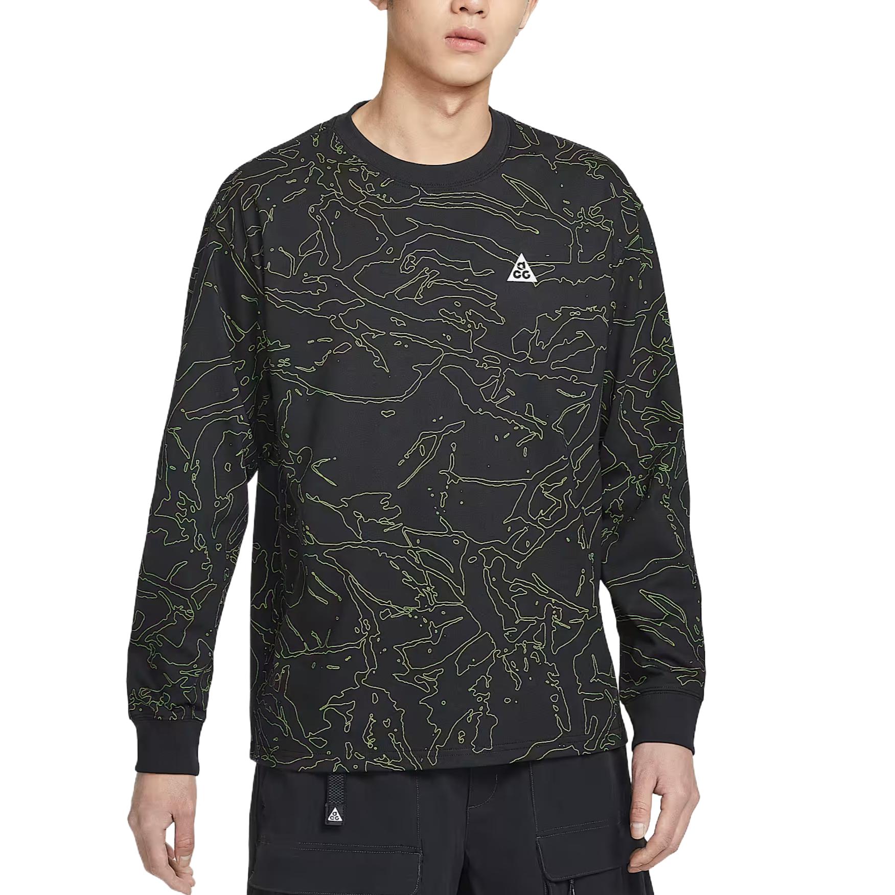 

Мужская футболка Nike Dri-Fit свободного кроя с принтом по всей поверхности, длинный рукав IO1576-010 S