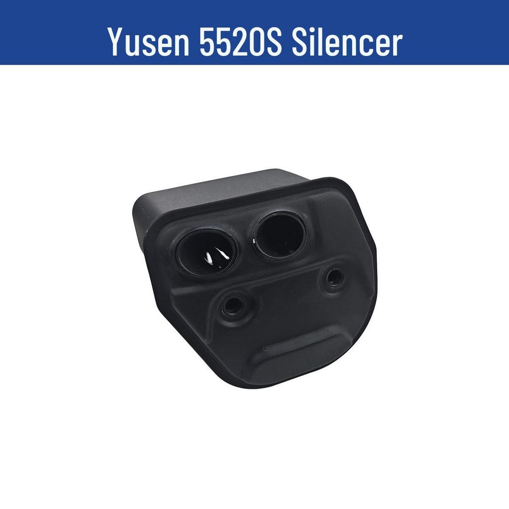 Yusen Chainsaw 5520 Parts: Cylinder, Carburetor, Clutch, Drive Disc, Pull Starter, Ignition Coil, Air Filter.