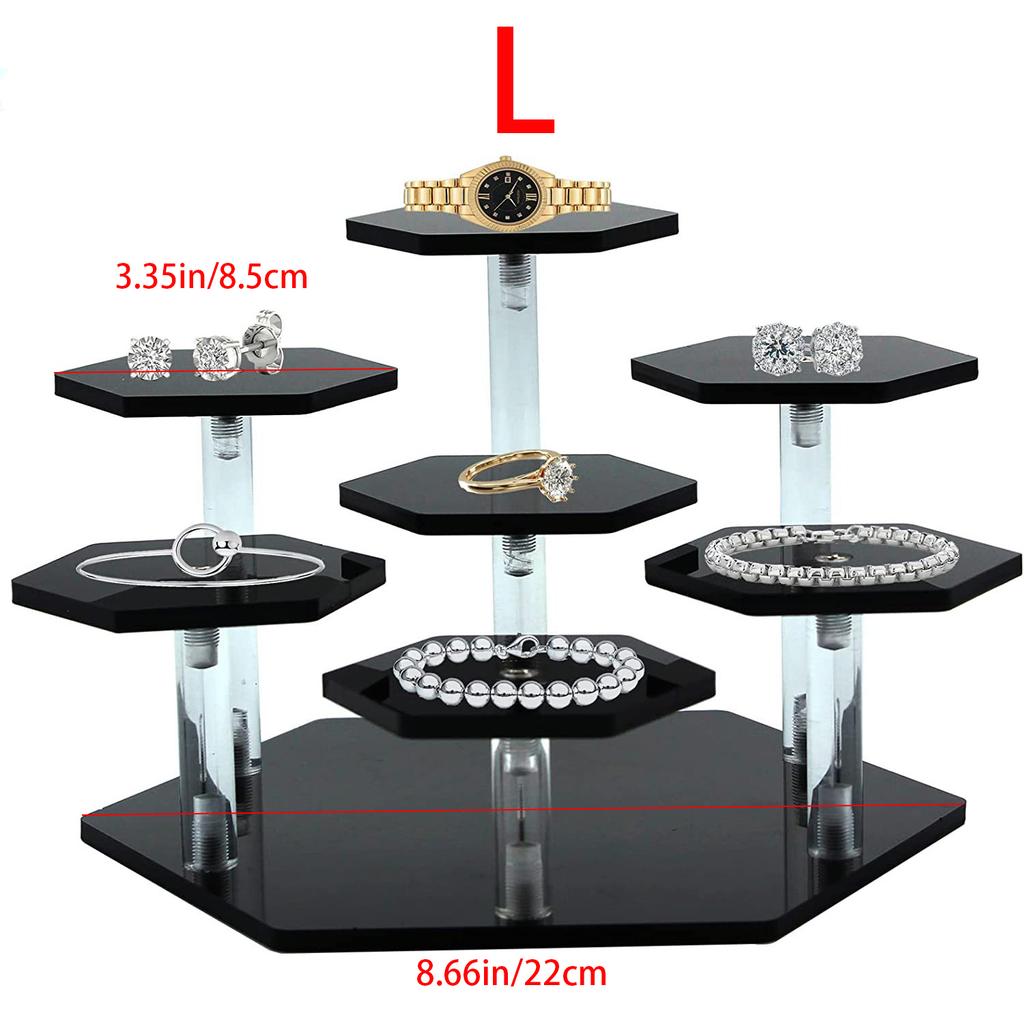 1-4 Tier Acrylic Display Stand for Action Figures,Cosmetic Rack Clay Doll Jewelry Cupcake Perfume for Corner Display Riser Shelf