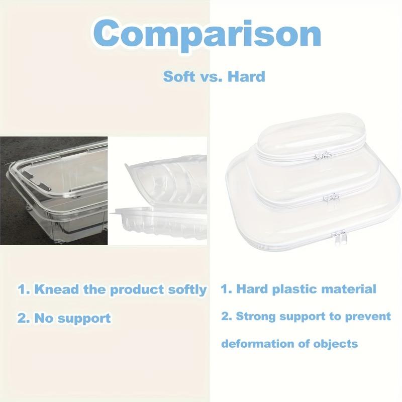 3pcs Transparent Zippered Storage Organizer Set Hard Plastic Bags Travel-Friendly Organizer for Cosmetics Crafts Office Supplies