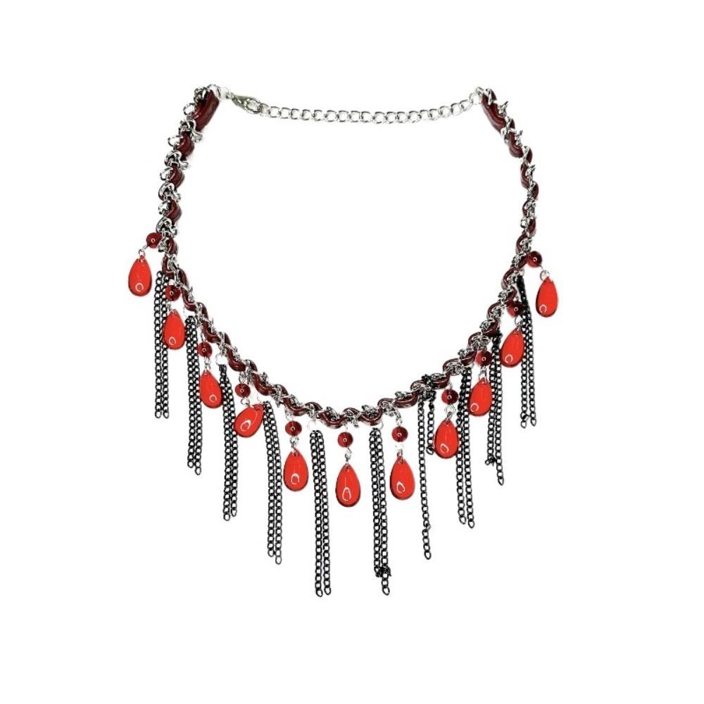 Vintage Tassel Beads Necklace Gothic Clavicle Chain Trendy Beaded Choker  Women
