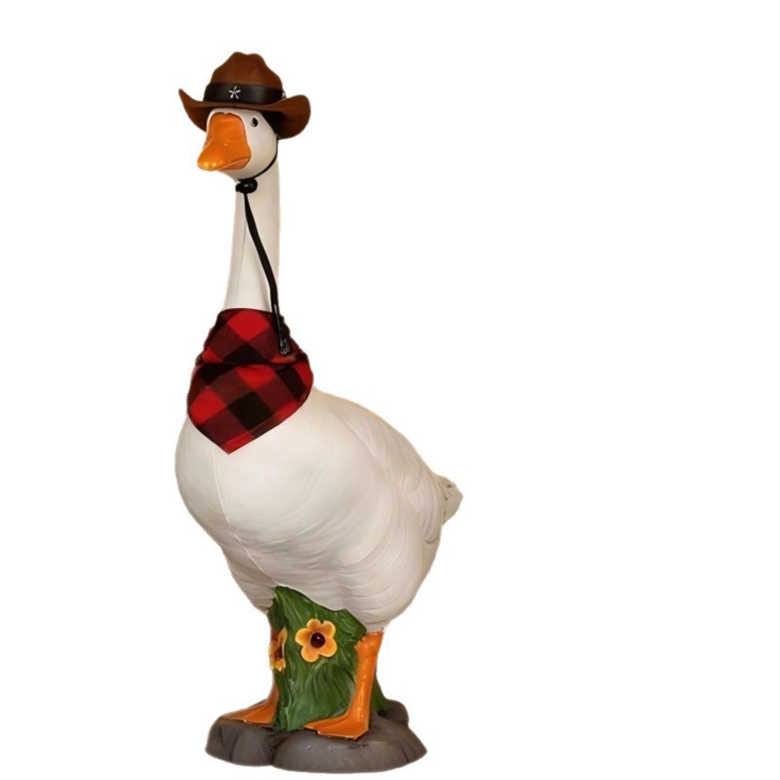 

Porch Goose Outfit Set with Adjustable Denim Hat and Scarf for 14 Inch Goose Statue Outdoor Decorative Accessories