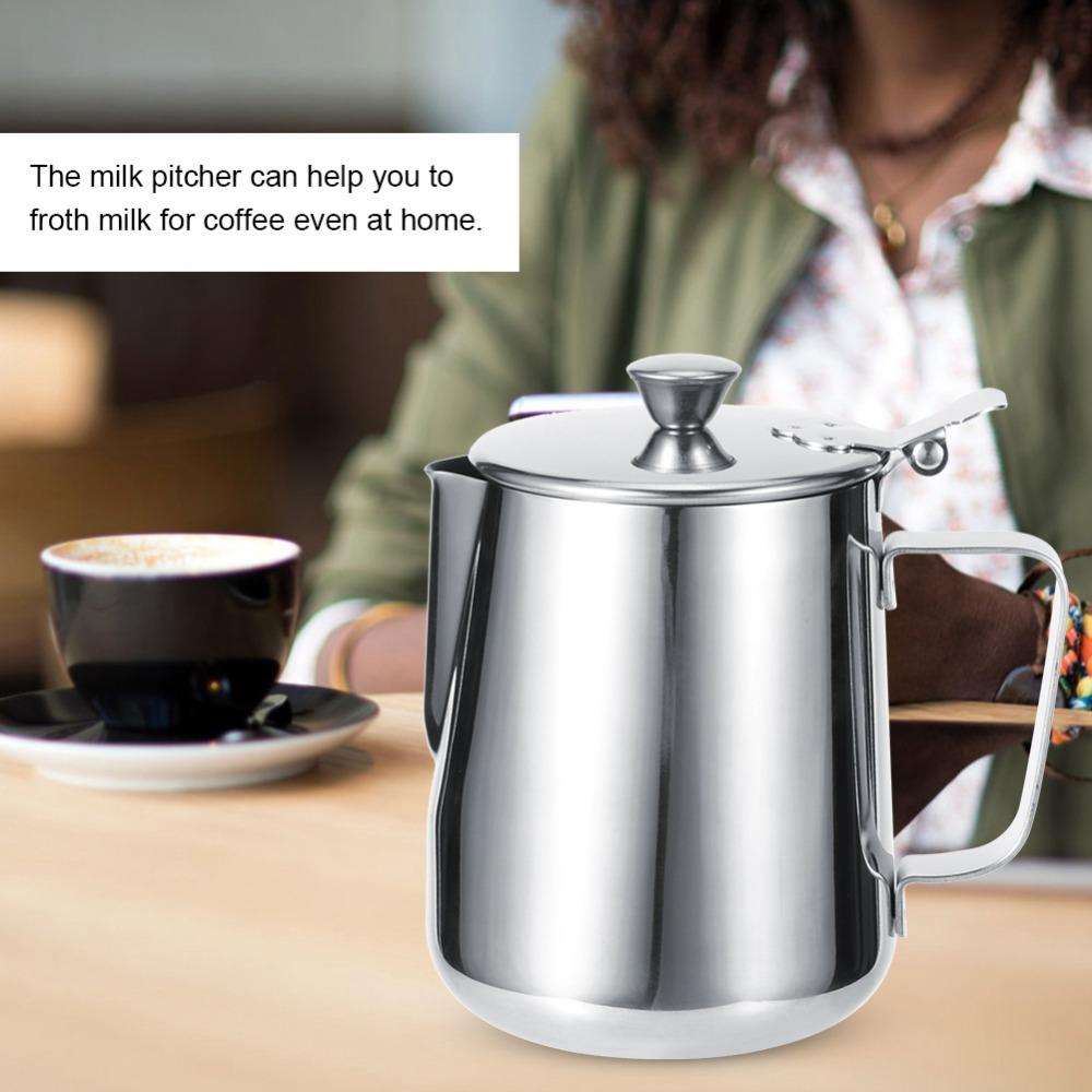 Con Coperchio Tazza per Montare il Latte Acciaio Inossidabile Tazza per Latte Art Caraffa per Vapore Caraffa per Vapore Caffè Casalingo