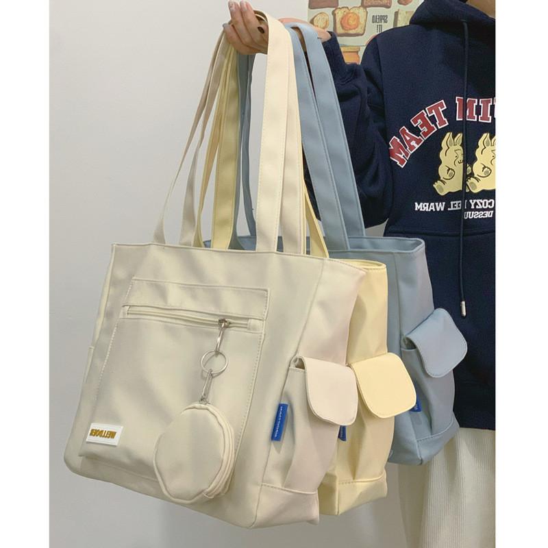 Borsa a Tote in Nylon da Donna con Grande Capacità e Chiusura a Zip per Uso Quotidiano