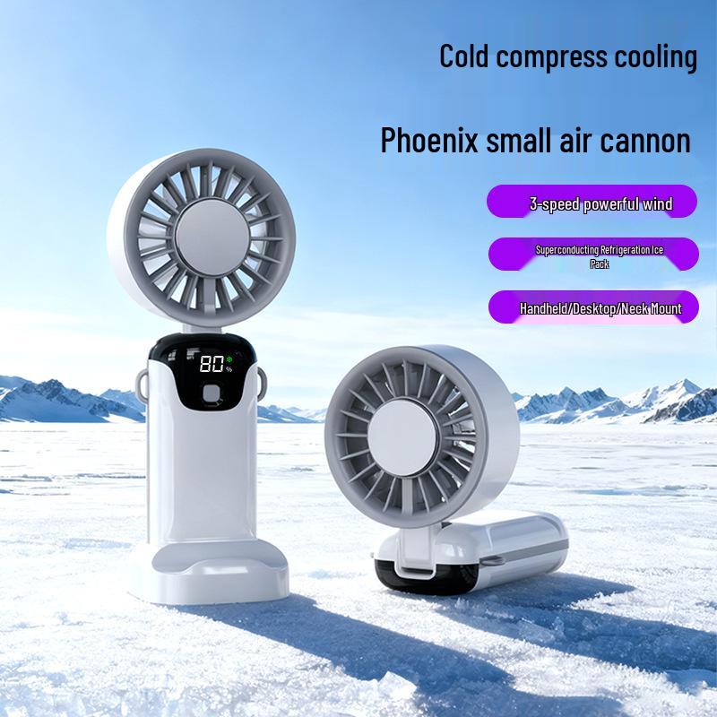 

26 Ice Pack Portable Mini Handheld Fan with USB Charging and Folding Neck Design 70x41x175mm