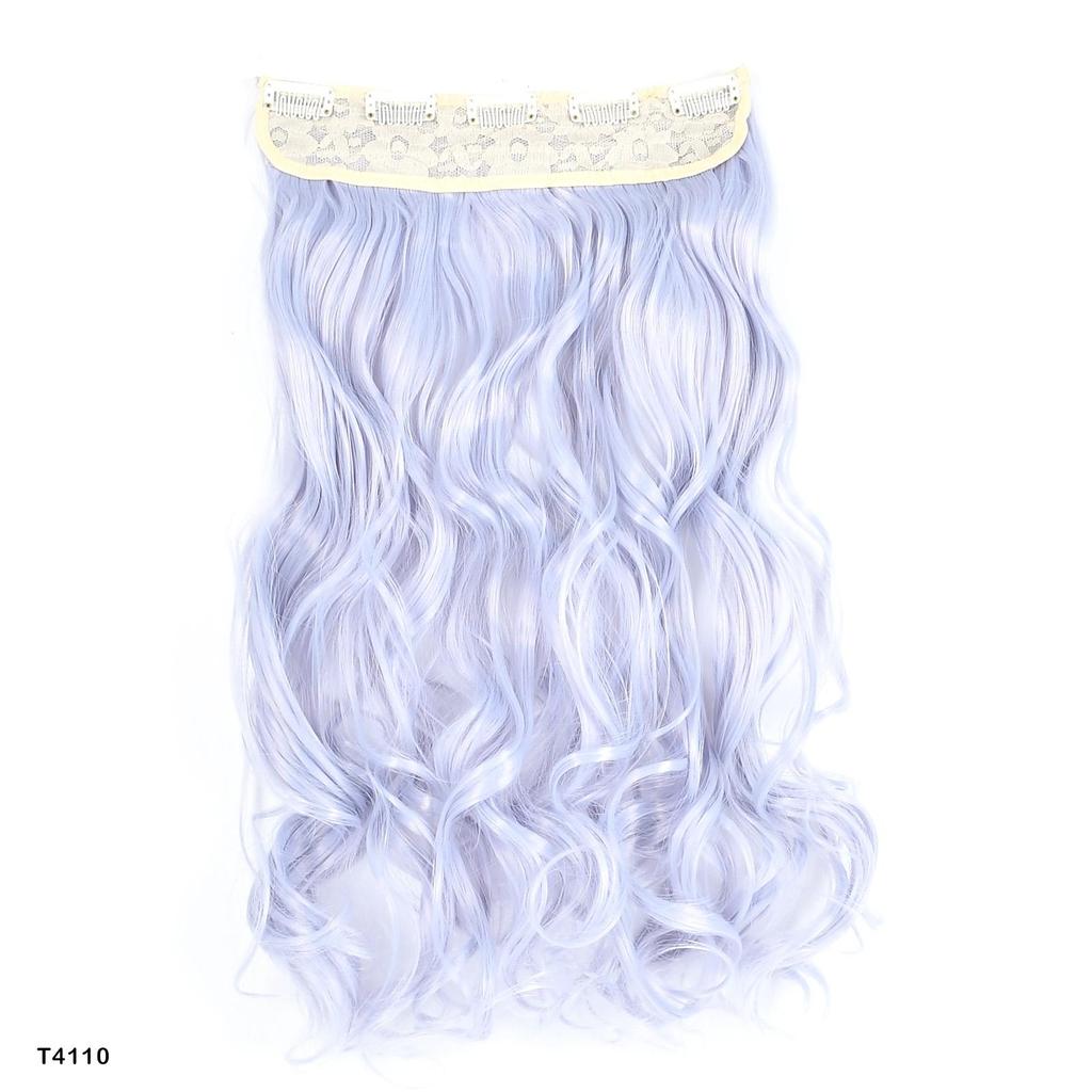 Clip In Hair Extensions For Women One Piece 5Clips Straight&Wavy Hair Black Gray Ombre Color Cosplay Hairpieces