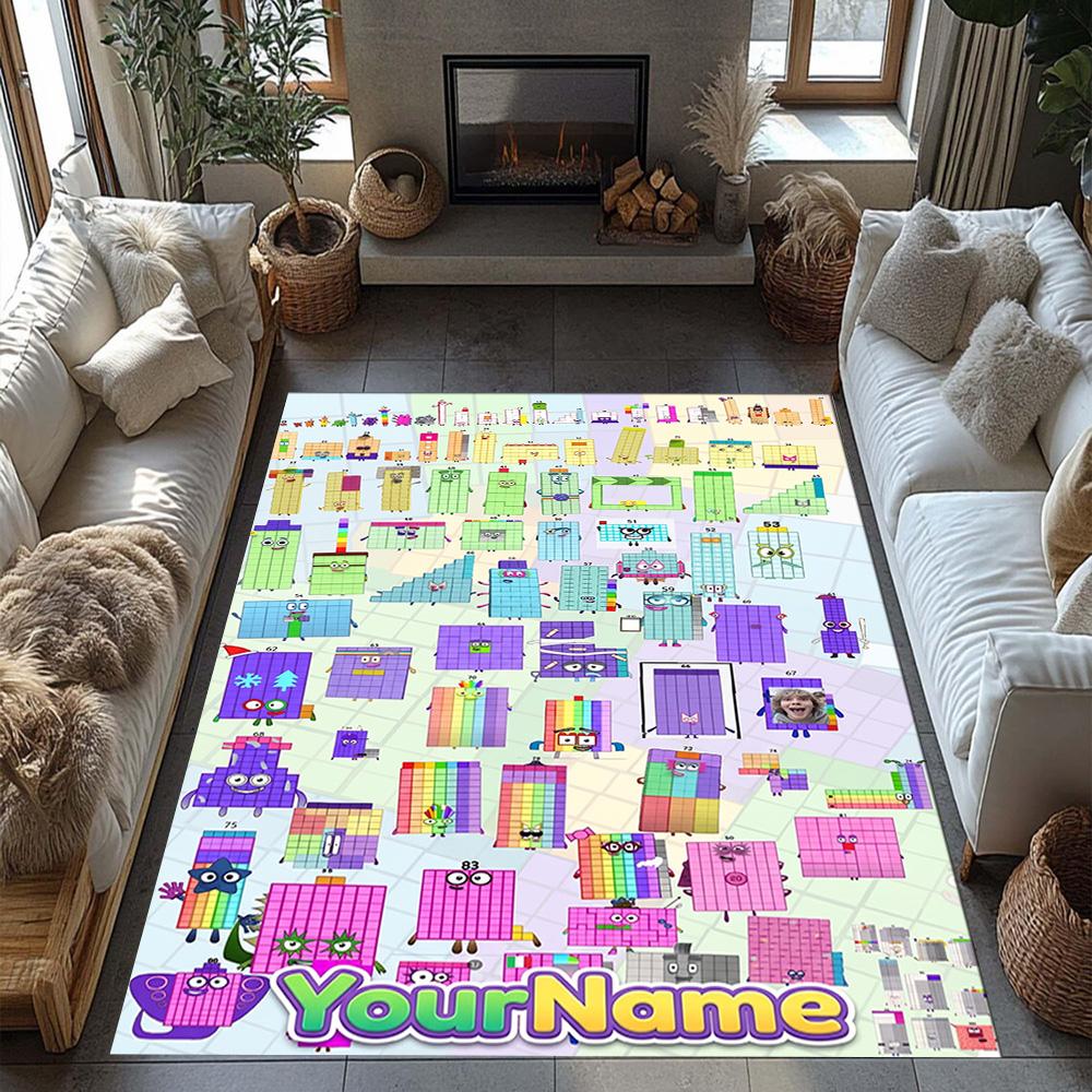 Tappeto Design Personalizzabile con Testo Numberblocks per Stanza del Dormitorio, Sale Giochi, Soggiorni, Balcone, Tappeto Antiscivolo, Ufficio, Arredamento Casa