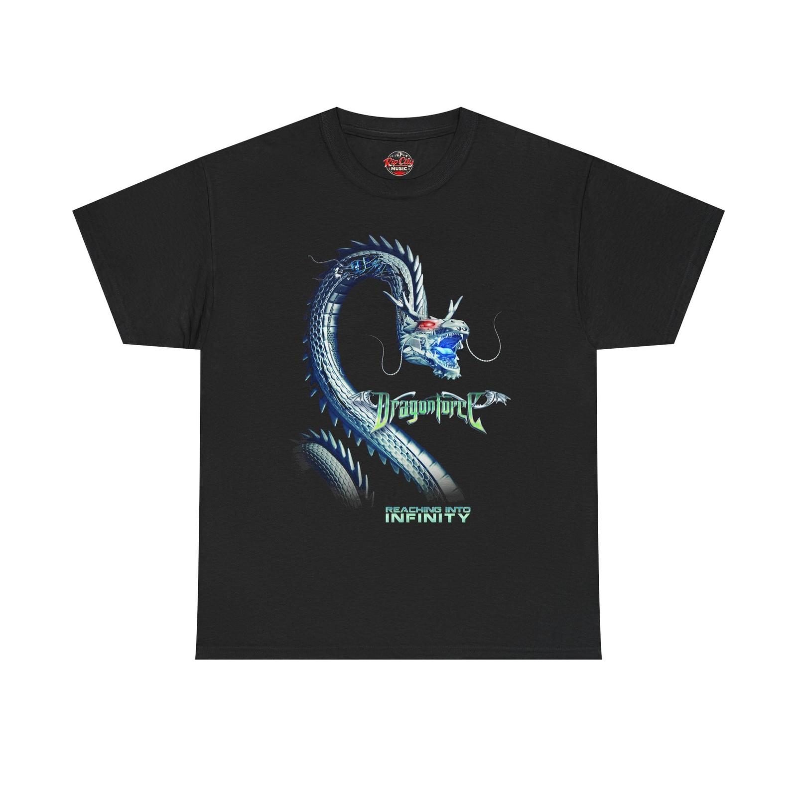 Dragonforce Reaching into Infinity Silver Cyber-Dragon Rock Band Unisex T-Shirt L