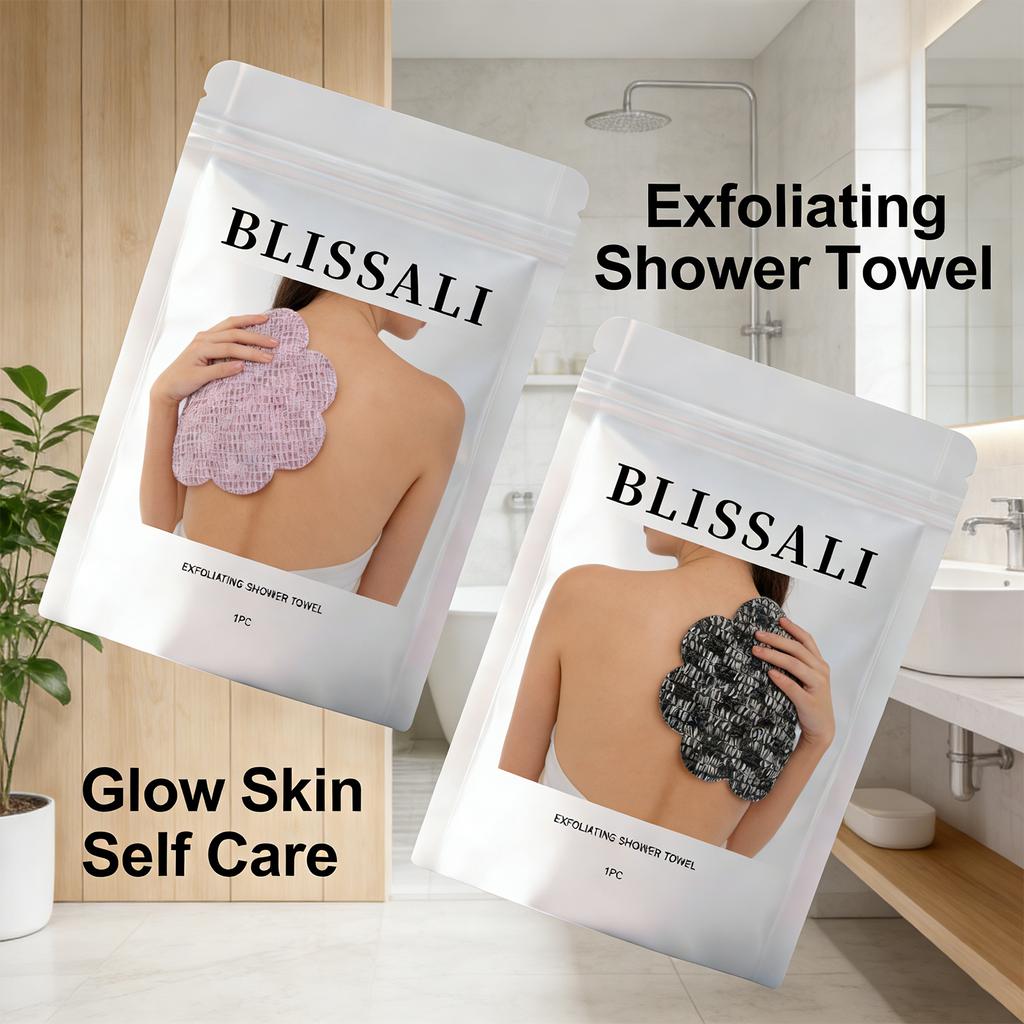 Exfoliating Towel for Back Scrub Shower Sponge Body Dual Sided Durable Bathroom Accessorie Home Travel Gentle Clean Soft Skin
