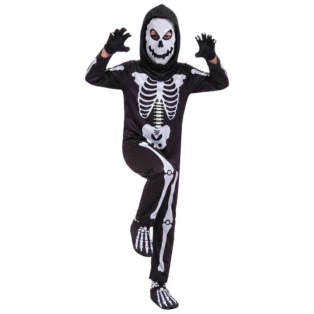 Children's Halloween Skeleton Costume, Scary Jumpsuit for Boys and Girls, Dress Up