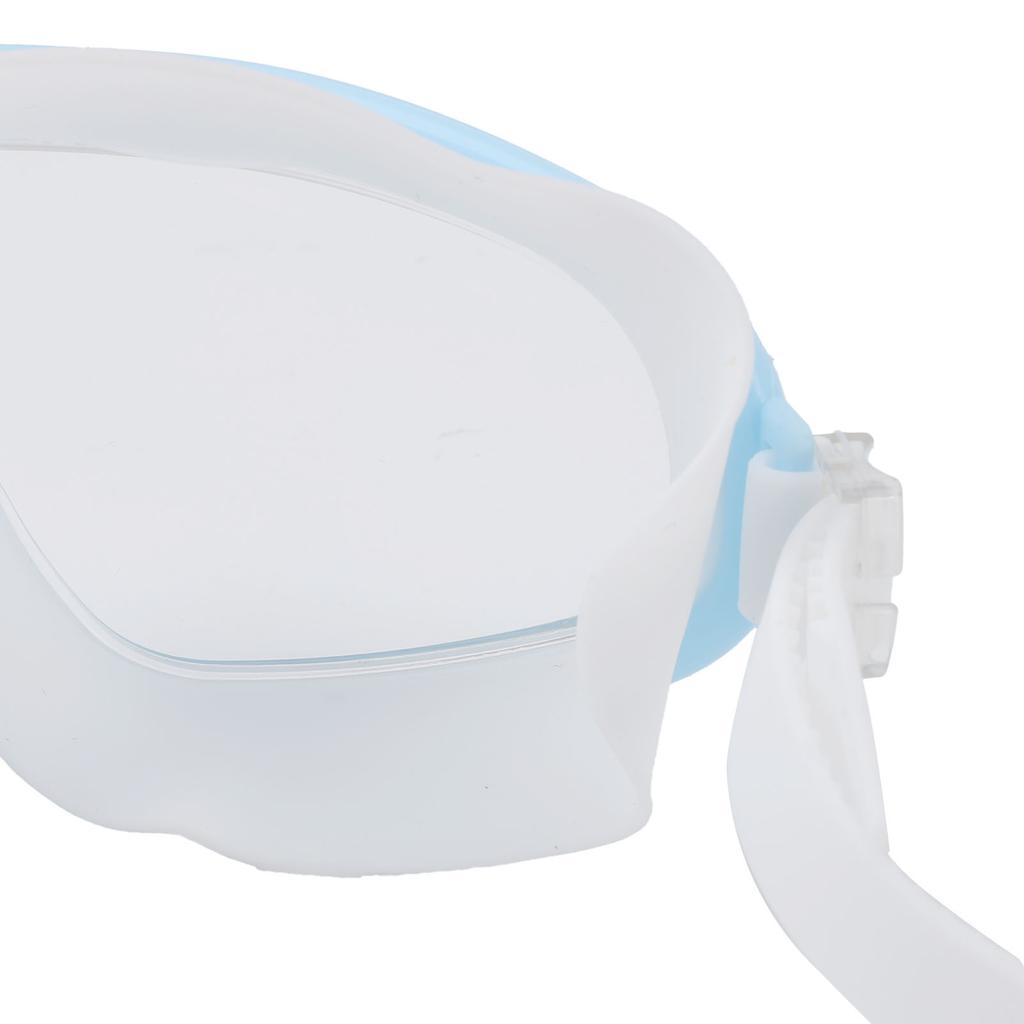 Kinder Schwimmbrille Großer Rahmen Wasserdicht Antibeschlag HD Schwimmzubehör mit Nasenclip Hellblau Weiß