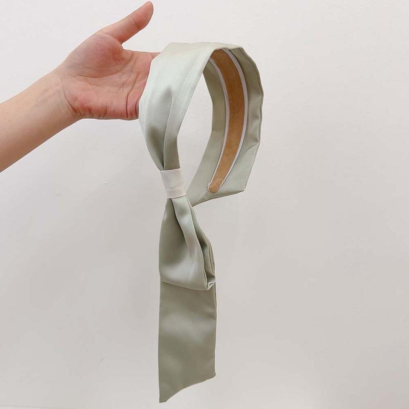 Vintage Ribbon Bow Hair Bands for Women Girls Elegant Solid Color Bowknot Temperament Wide Hair Hoop Headdress Accessories