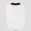 [She S miSS] Color Matching Open Collar SleeveleSS Knit Top SSkpop21050