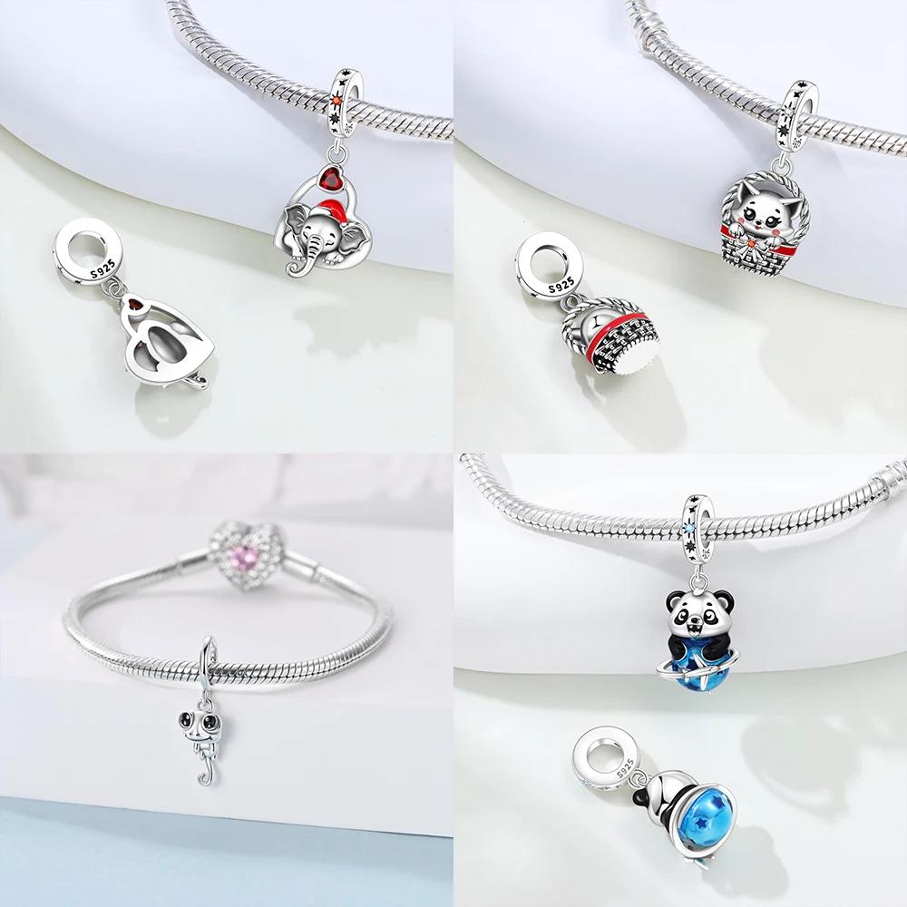 Original Copper Charms Animal Cat Pendant Blue Whale Jellyfish Beads Fit Bracelet Fine Gift Accessory Diy Making