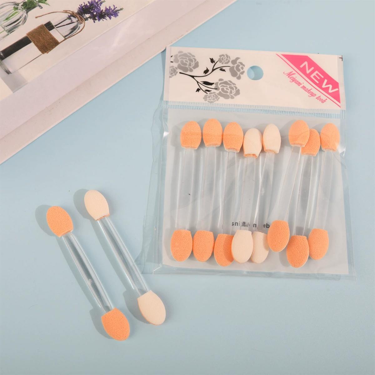 

10 шт. одноразовых кистей для теней для век, двухсторонние нейлоновые наборы спонжовых кистей для теней для век, косметика для косметического аппликатора для макияжа 10pcs белый