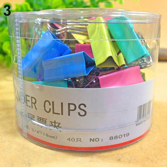 1 Tub Assorted Color Metal Paper Clamps Office Document File Ticket Binder Clips