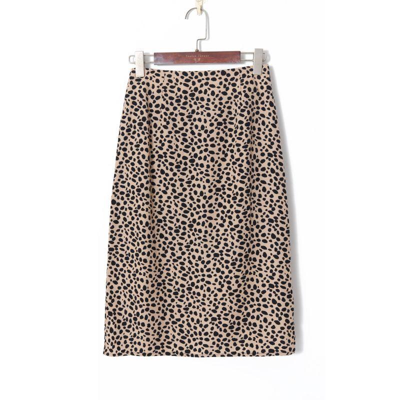 

2023 Summer Women s Clothing Fashion European and American Style Leopard Print Print High Waist Silm Slim Looking Temperament Wild Midi Skirt