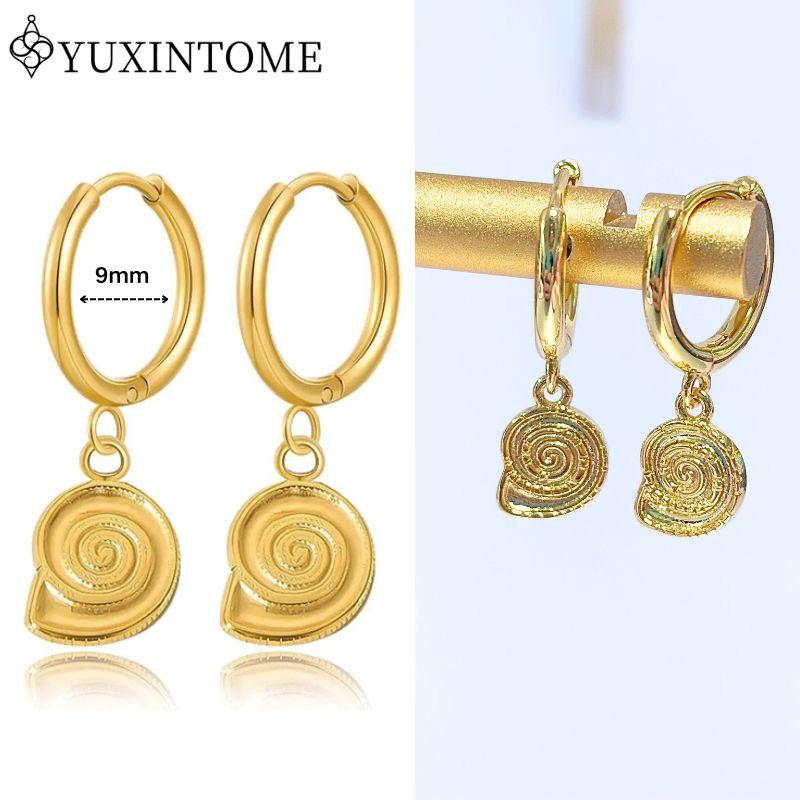 YUXINTOME 925 Silver Ear Needle Zircon Hoop gold Earrings For Women Square Plate Pendant Cutout Heart Earrings Fashion Jewelry