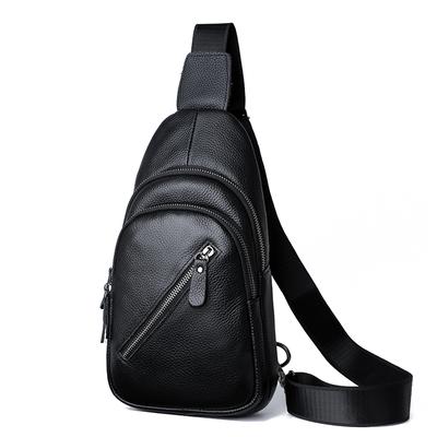 Men's Fashion Leather Sling Bag Zipper Package Chest Shoulder Crossbody Bag Motorcycle Satchel Male Briefcases