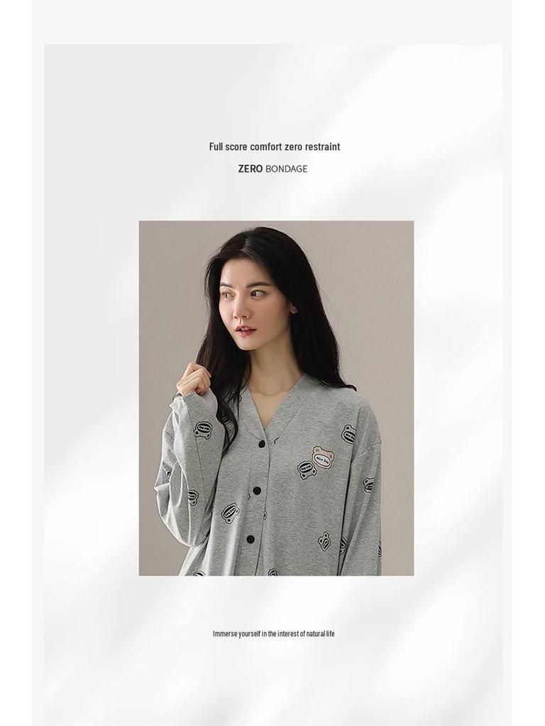 Women's Spring/Autumn Pure Cotton Floral Pajama Set - Long Sleeve, Casual, Home Wear, 2025 Edition