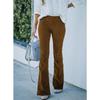 Autumn and Winter Women's Pant Solid Colour High-waisted Slim Micro-flared Trousers Corduroy Elastic Waist Casual Trousers