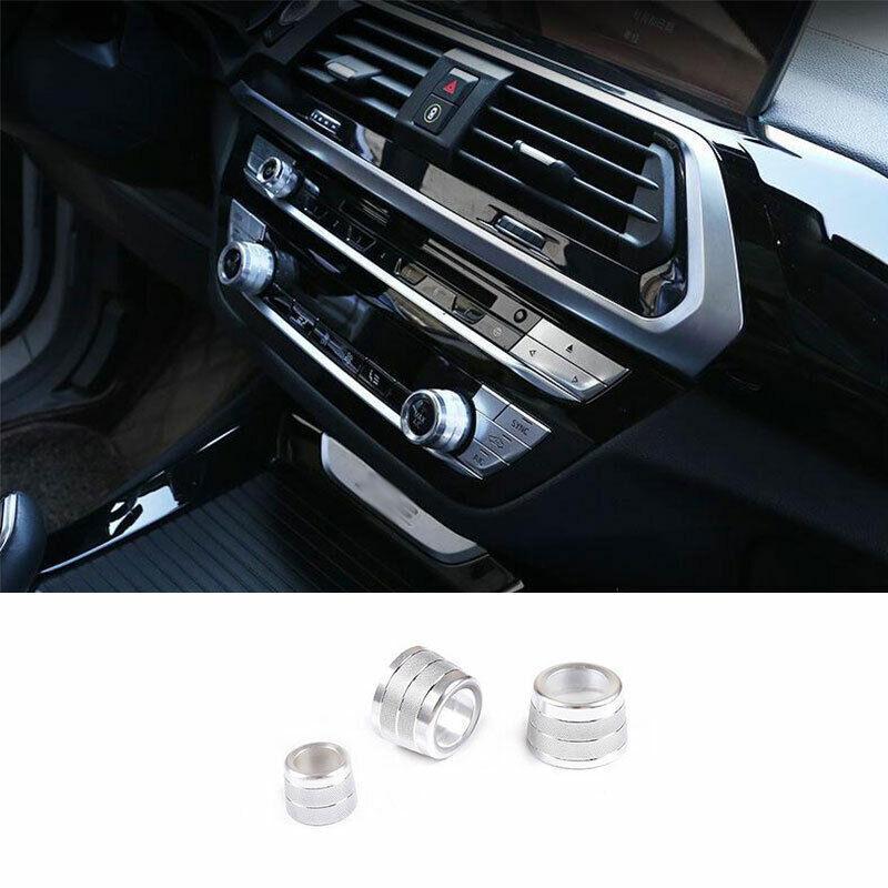 For BMW X3 G01 X4 G02 2018- Silver Aluminum Console AC Knob Ring Cover Trim