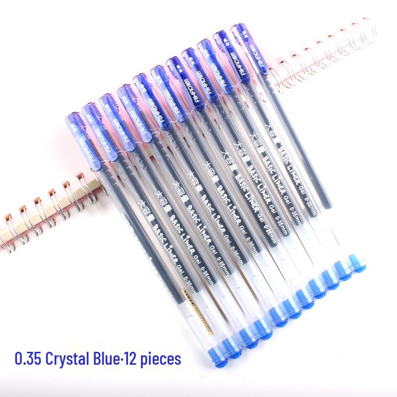Student Use Ballpoint Pen - 0.35mm Water-Based Black, Red, Blue-Black Ink, Large Capacity