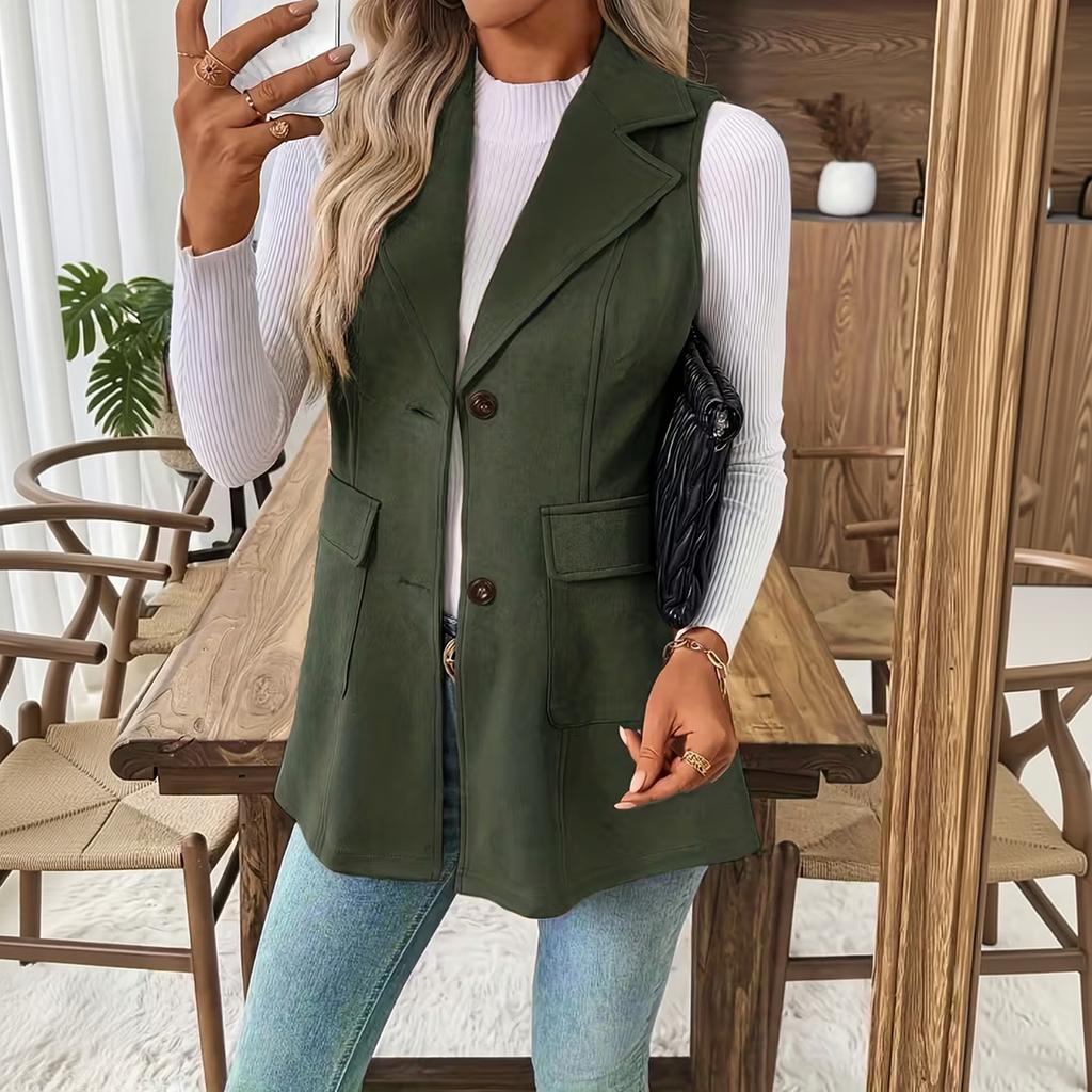 Women's Fashionable Suit Collar Vest for and Casual Wear