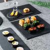 Black Stone Round Natural Slate Western Steak Plates Slate Dinner Plate Kitchen Cheese Pizza Flat Fruit Tray  Plate For Wedding