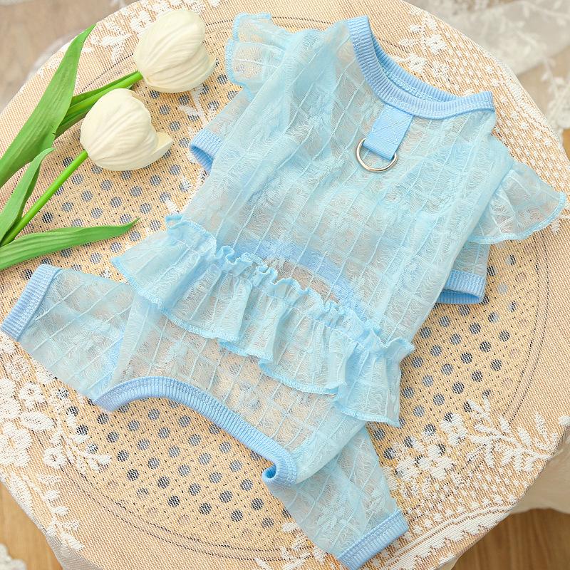 Ultra-light Soft Smooth and Elastic Pet Dog Clothes Dog Clothes Cat Clothes Supplies Lace Mesh Flying Sleeve Clothes