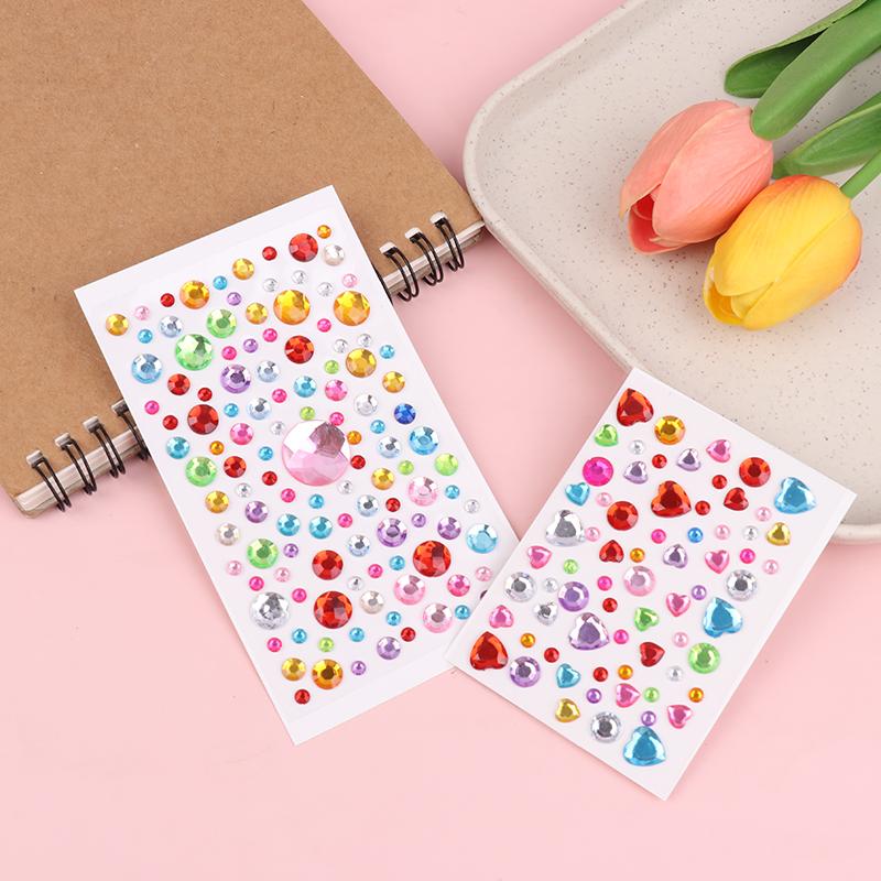 3D Gem Acrylic Crystal Stickers Diy Phone Album Decoration Self Adhesive Jewel Crafts Sparkly Rhinestone Stickers Girls Gifts